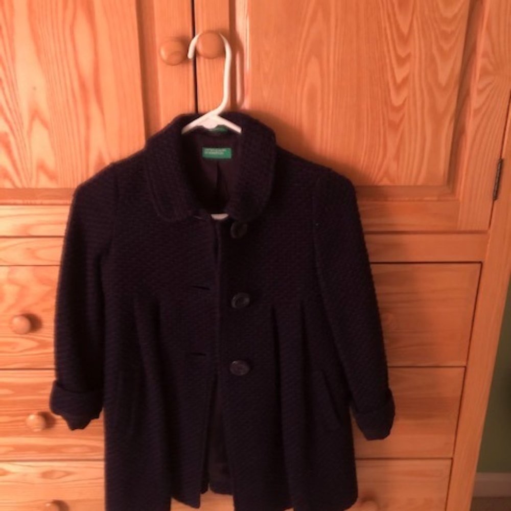 Girls Blue Button-Up Coat